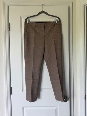 Theory Women's Yellow Plaid Ankle Pants